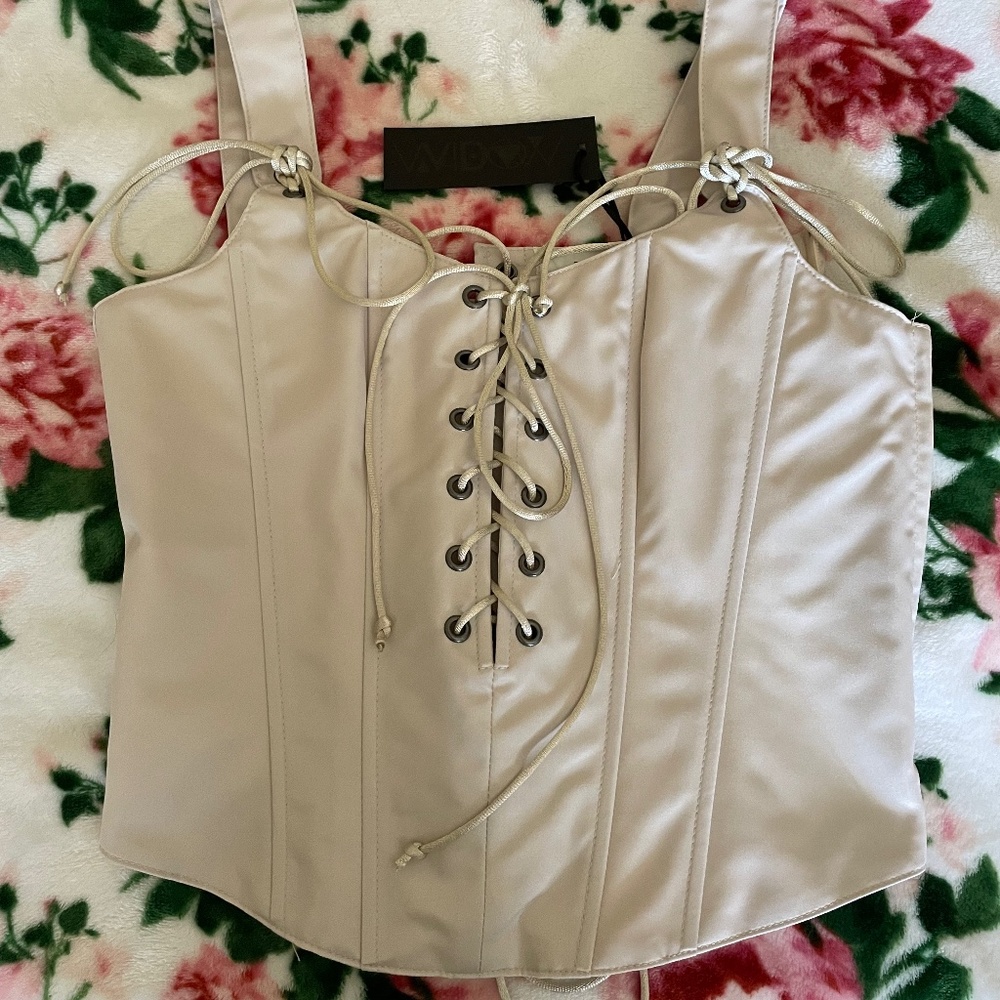 NWT DollsKill Widow Ivory Corset Top